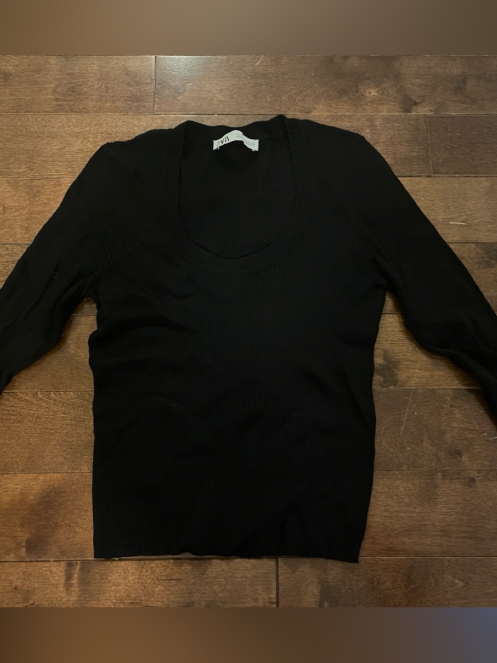 Zara women’s size large ribbed stretch top black